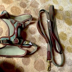 Reddy olive green and red harness and leash